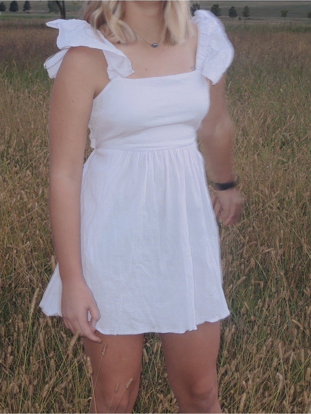 Women’s Light Purple Ruffle-Sleeve Mini Dress